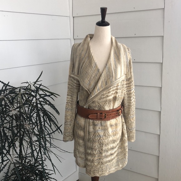 Relativity, size L, light long sweater, ombré gold/cream/gray coloring - Picture 7 of 7